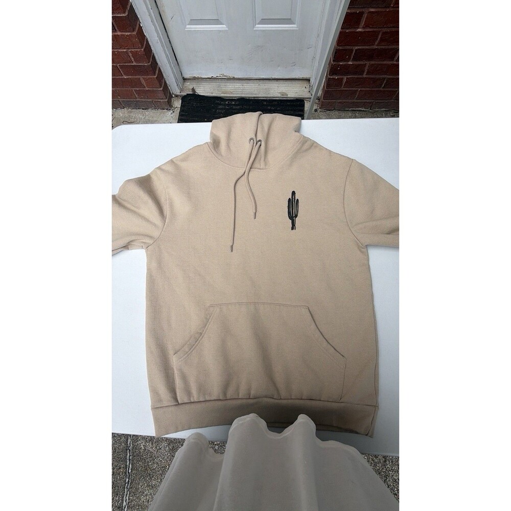 Call your Mother Desert Cactus Landscape Hoodie S Sand Beige Graphic Cotton